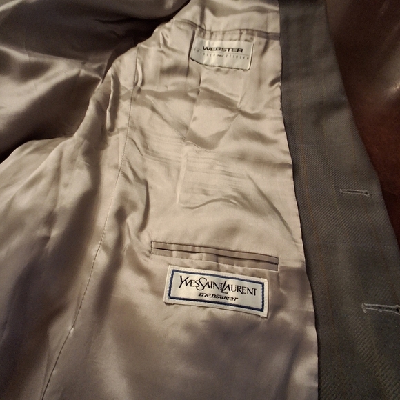 Yves Saint Laurent Single-Breasted Woolmart Window-pane Green Blazer Size 42R - Picture 9 of 16